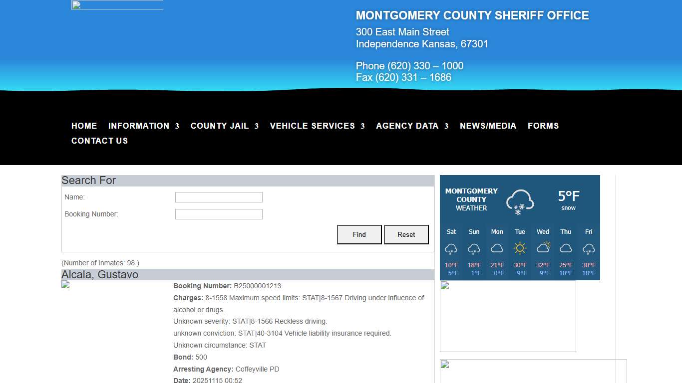Jail Roster Montgomery County Sheriff's Office Website